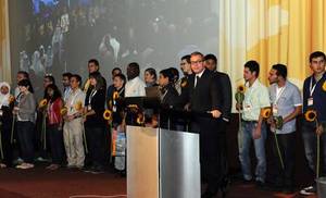 © WEC 2011 / Mathis - Nationalrat Ruedi Noser eröffnet die WEC 2011 gemeinsam mit den jungen Ingenieuren aus aller Welt.
